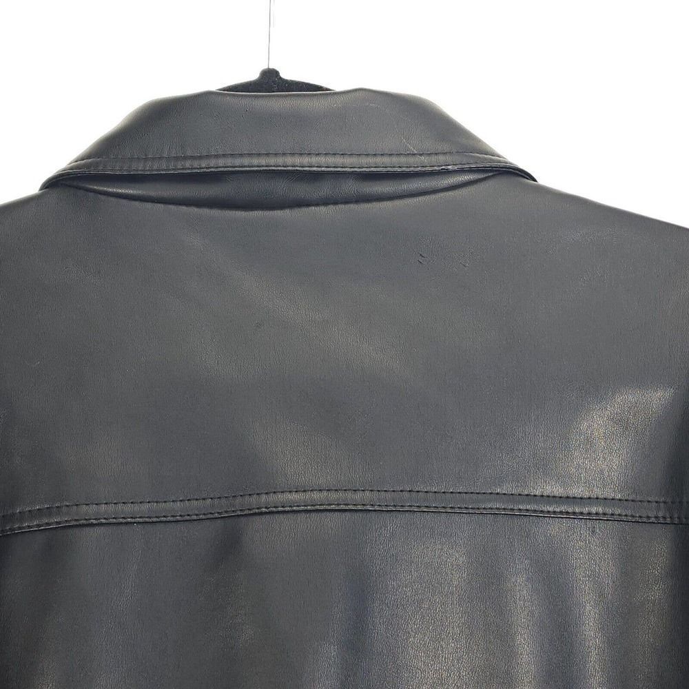 G.A Milano Italy Men's Medium FauxLeather Button Up Black Trench Blazer Jacket - Picture 12 of 12